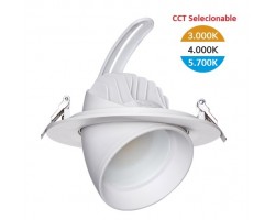 Foco orientable empotrar LED SMD 38W CCT, corte 160mm, Blanco